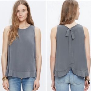 Madewell 100% Silk Bow-Back Gray Tank Top